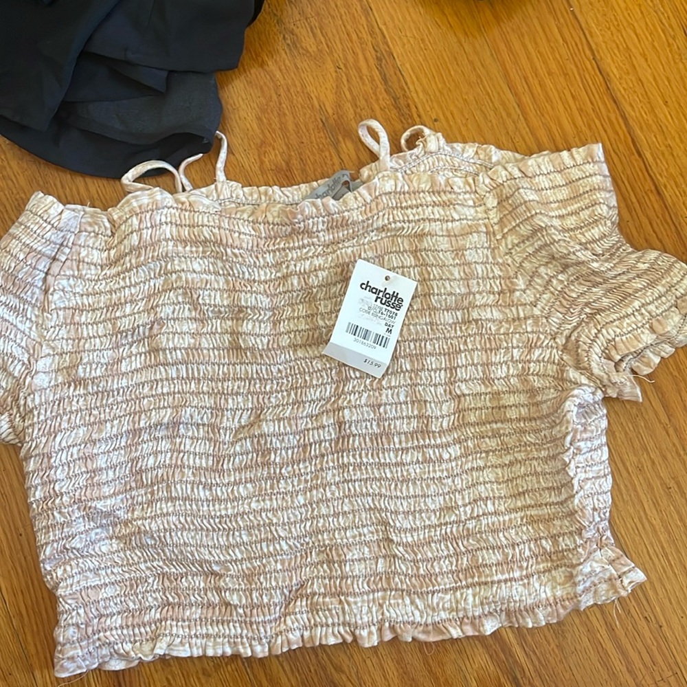 Charlotte ruse smocked off the shoulder top